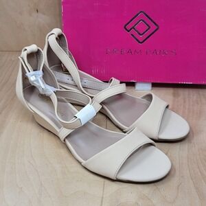 Dream Pairs Shoes Womens Size 8 Nude Nubuck Wedge Sandals Strappy Jones Dress